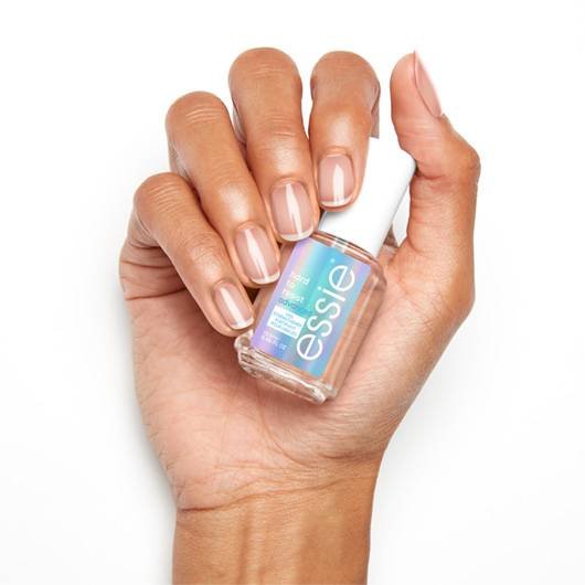 essie hard to resist advanced nail strengthener applied on tan skinned model